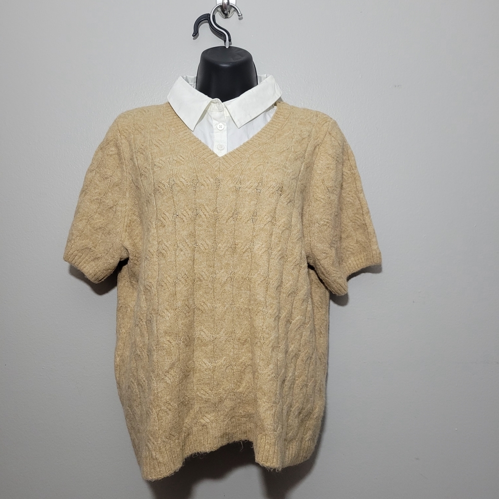 1. State V-Neck Tan Sweater
